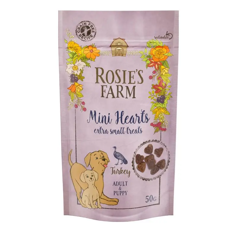 Nová Kolekce Rosie's Farm Puppy Snacks "Mini Hearts" krůtí