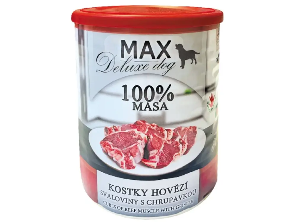 Dokud Zásoby Vydrží Konzerva Max Deluxe Kostky hovězí svaloviny s chrupavkou 400 g