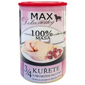 Konzerva Max Deluxe 3/4 kuřete s drůbežími žaludky 1 200 g Novinka