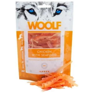 Autentický Woolf Chicken with Seafood 100 g- pamlsky pro psy