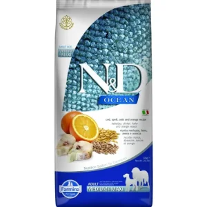 Vysoce Kvalitní N&D OCEAN DOG LG Adult M/L Codfish & Orange 12kg+ Dáreček k objednávce