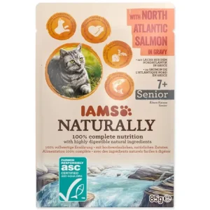 Kapsička IAMS Naturally Senior losos v omáčce 85g Nízká Cena