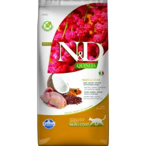 Akční Cena N&D Quinoa CAT Skin & Coat Quail & Coconut 5kg