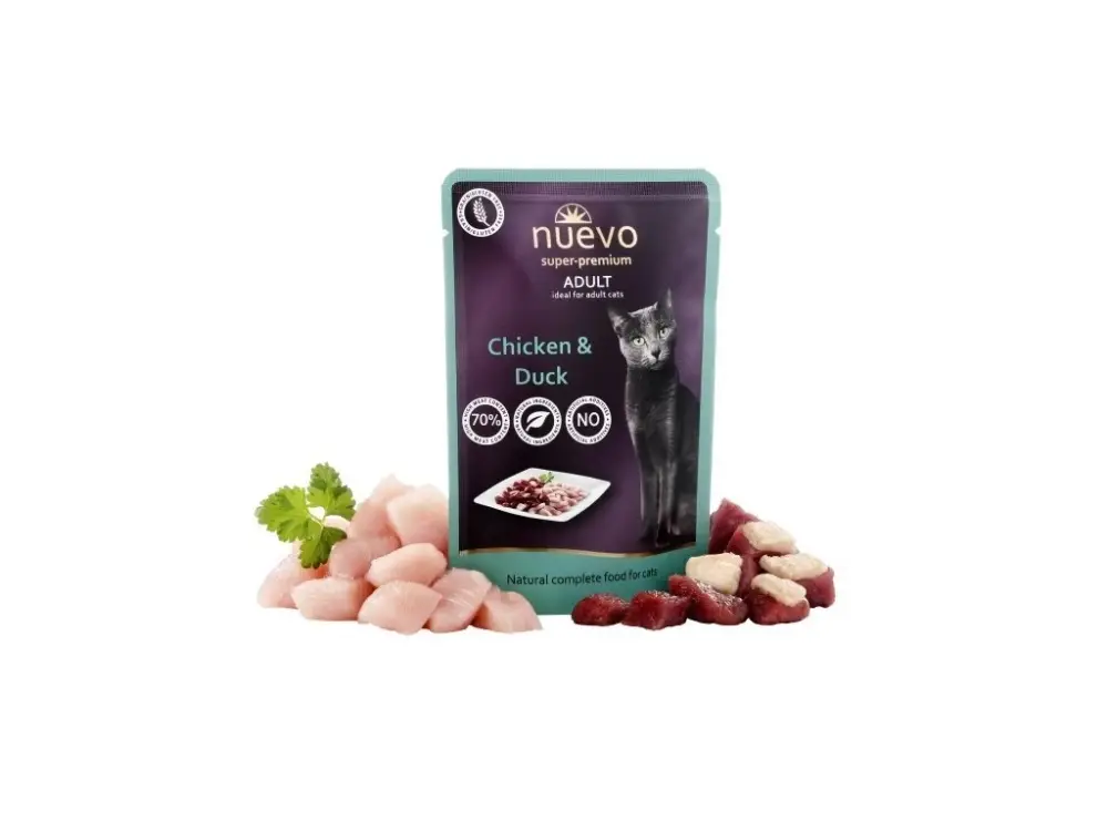 Nuevo kočka kapsa adult kuře a kachna 85g Koupit Online