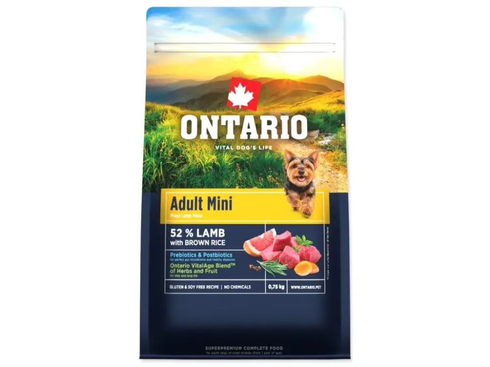 NOVÉ - Krmivo Ontario Adult Mini Lamb & Brown Rice 0,75kg Cenový Hit