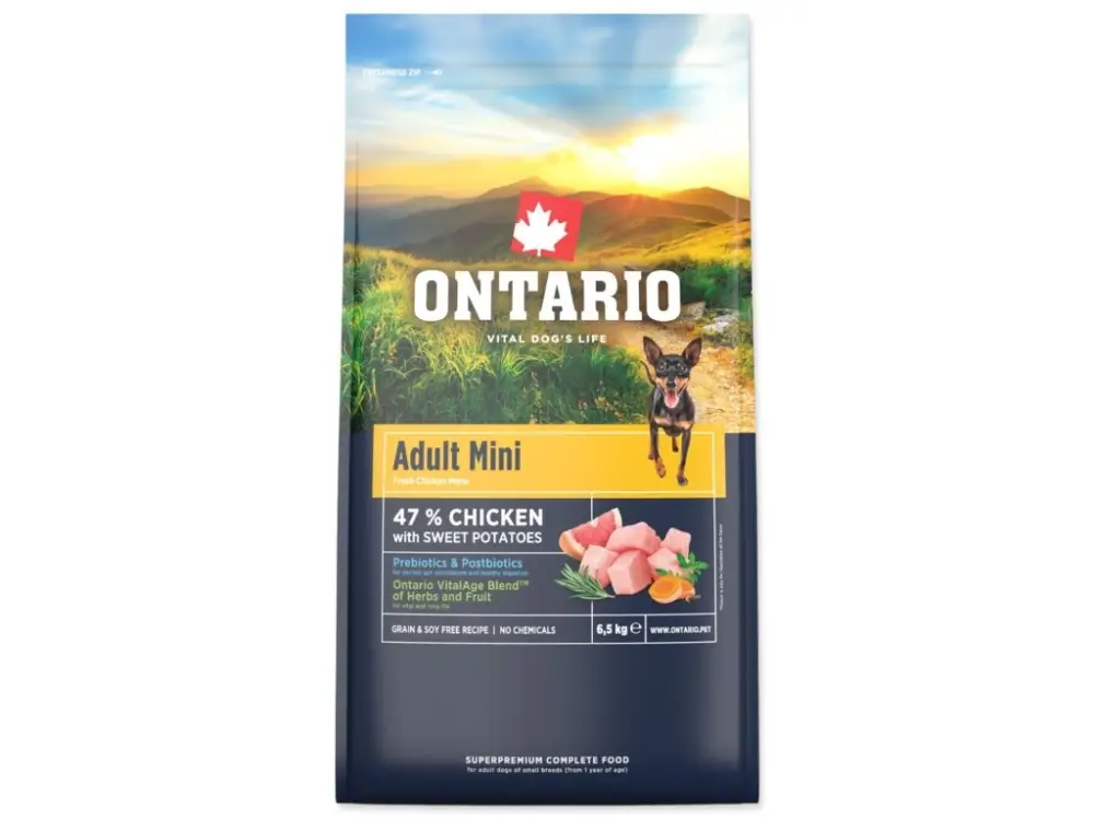 NOVÉ - Krmivo Ontario Adult Mini Chicken & Sweet Potatoes 6,5kg+ Dáreček k objednávce Poslední Šance