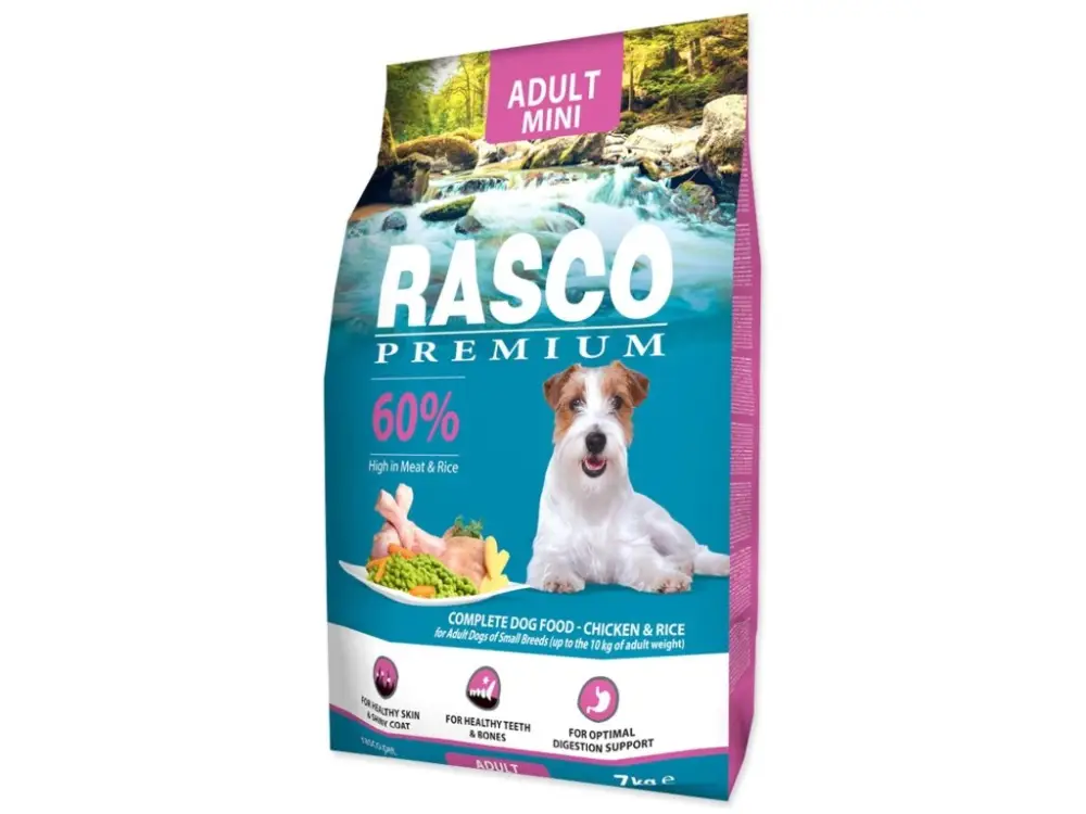 Krmivo Rasco Premium Adult Mini kuře s rýží 7kg Značkový