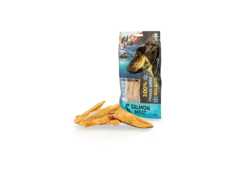 Aktuální KIDDOG SUPER PREMIUM 100% losos - kusy čistého masa z lososa sušené mrazem 50g