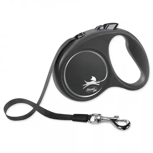 Časově Omezené Vodítko FLEXI Black Design L pásek 5m/50kg stříbrná NEW