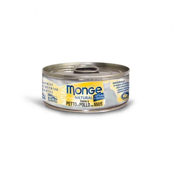 Koupit Online MONGE NATURAL kuřecí maso s kukuřicí pro kočky 80 g