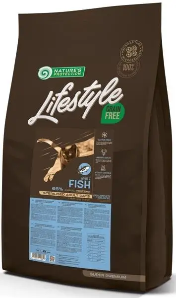 Akční Nabídka Natures Protection Cat Dry LifeStyle GF Sterilised W.Fish 7 kg