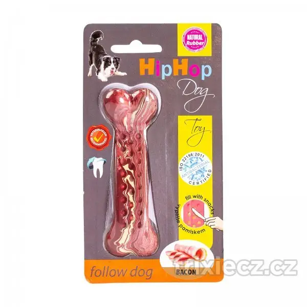 Koupit Online Antibakteriální dentální kost s vůní slaniny HIP HOP přírodní guma 11 cm
