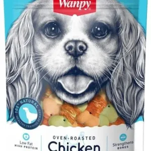 Wanpy Dog Chicken Jerky & Biscuit Twists 100 g Sleva