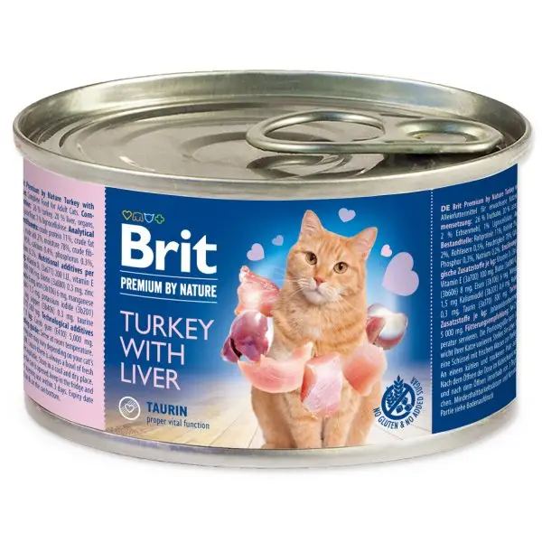 Brit Premium Cat by Nature konz Turkey&Liver 200g Aktuální