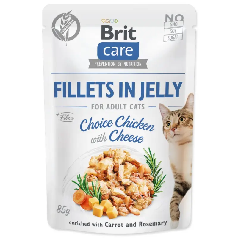 Brit Care Cat Fillets in Jelly Chicken&Cheese 85g Výprodej