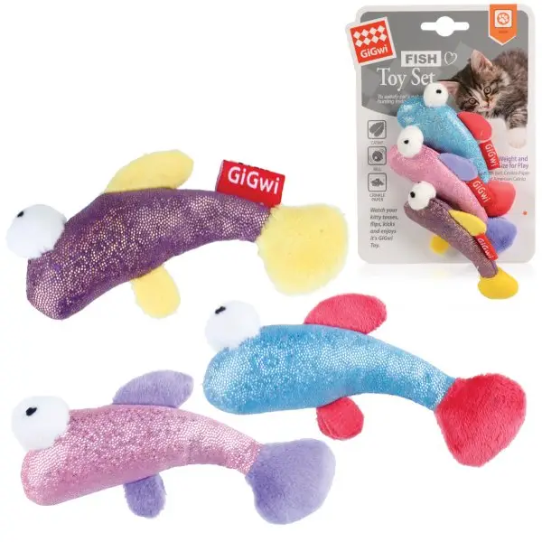 Výprodej GiGwi Fish Toy Set 3 různé druhy, 3ks/ karta
