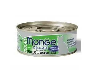 Super Cena MONGE DELICATE Catkonzervakuřecí kousky s chřestem 80g/24bal.