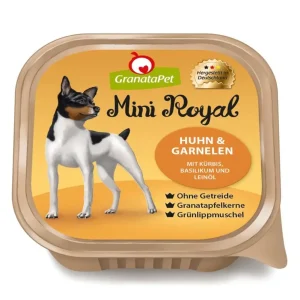 Levný GranataPet Mini Royal Kuře & krevety s dýní, bazalkou a lněným olejem balení 150 g