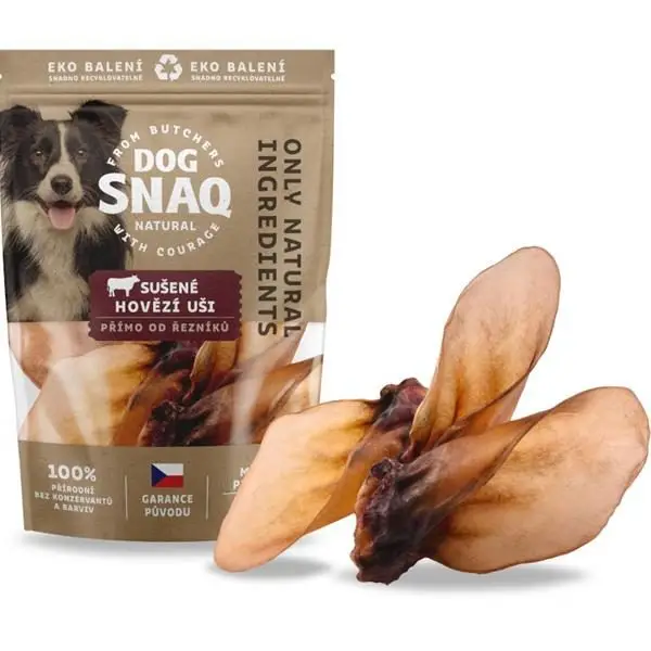 DOG SNAQ - Hovězí ucho sušené 3 ks Aktuální