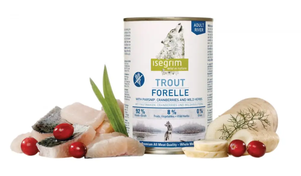 ISEGRIM Adult River: Pstruh s pastinákem a brusinkami 400 g Hit Sezóny