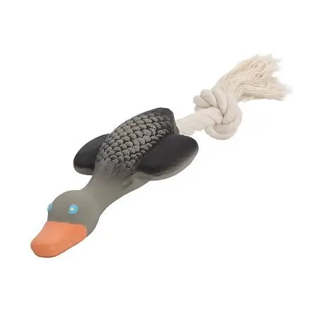 Divoká husa MINI s bavlněným lanem, se zvukem, 22cm, šedá,růžová, HipHop Sleva