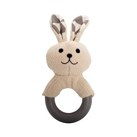 Speciální Cena Kousátko králík s TPR kroužkem, se zvukem,21 cm, krémová/šedá, HipHop