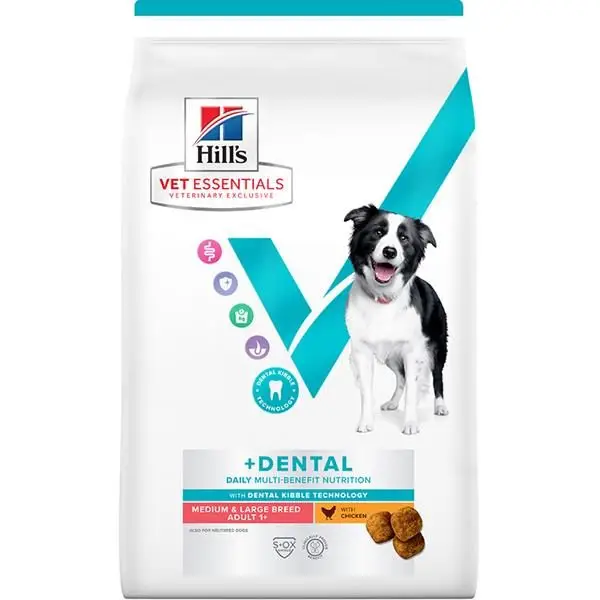 Ověřený Hills VetEssentials Canine DENTAL Adult Med & Large Chicken Dry 700 g NOVÝ