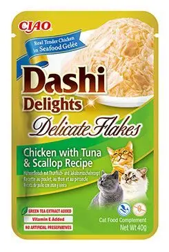 Rychlé Dodání Churu Cat Dashi Delights Deli Flakes Chick&Tun&Scal40g