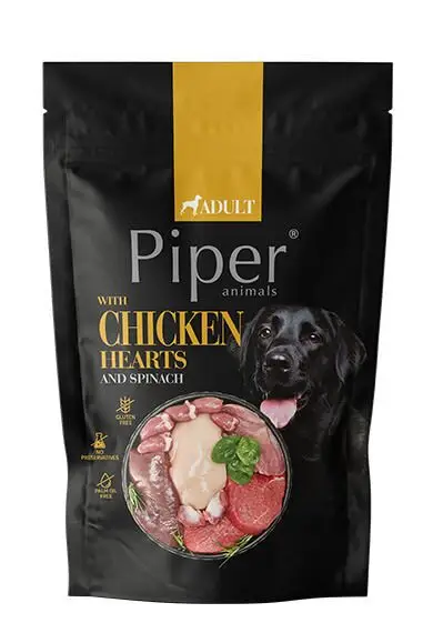 NEW PIPER s kuřecími srdíčky a špenátem, kapsička pro psy 500 g Ověřený