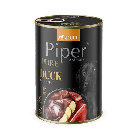 NEW PIPER PURE kachna s jablky, konzerva pro psy 400 g Dokud Zásoby Vydrží