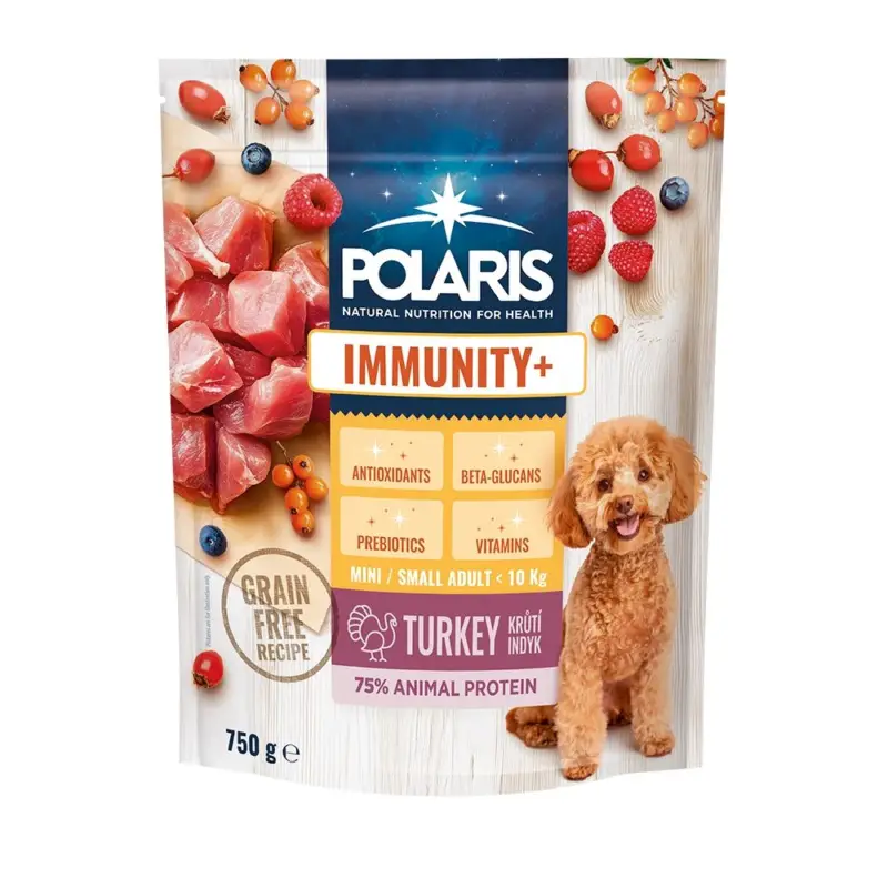 Speciální Cena Polaris Immunity Dog Adult small & mini Krůtí GF 750 g