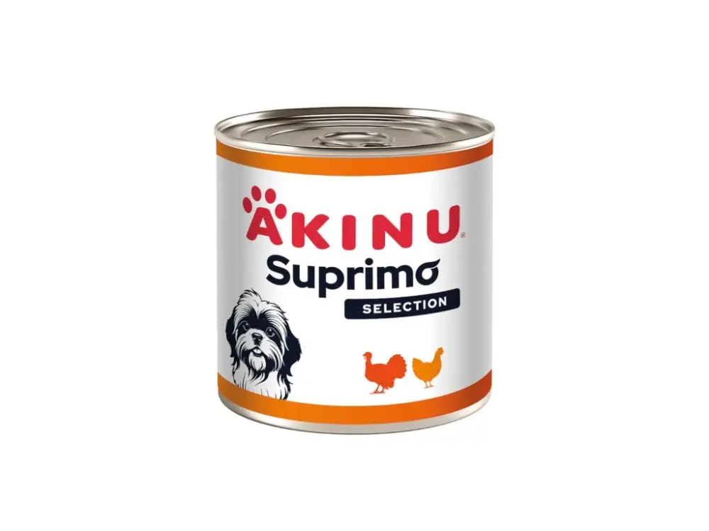 Konzerva pro PSY - Krůtí a kuřecí svalovina - Akinu SUPRIMO Selection 400g Jen Po Omezenou Doba