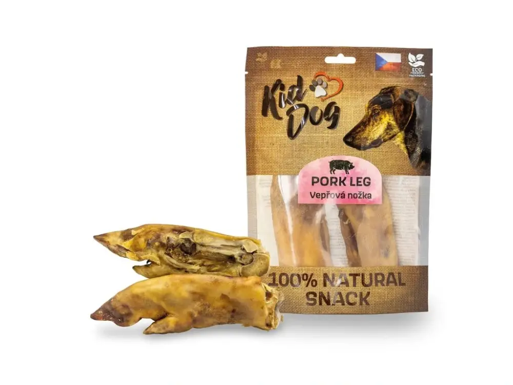 KIDDOG 100% Natural Snack, vepřová nožka rozpůlená 18 cm / 240 g (2 ks) Akční Nabídka