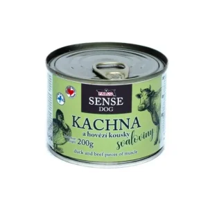 Vysoce Kvalitní FALCO SENSE Dog kachna a hovězí kousky svaloviny, konzerva 200 g