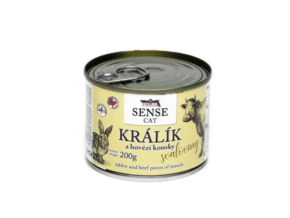 FALCO SENSE Cat králík a hovězí kousky svaloviny, konzerva 200 g Cenový Hit