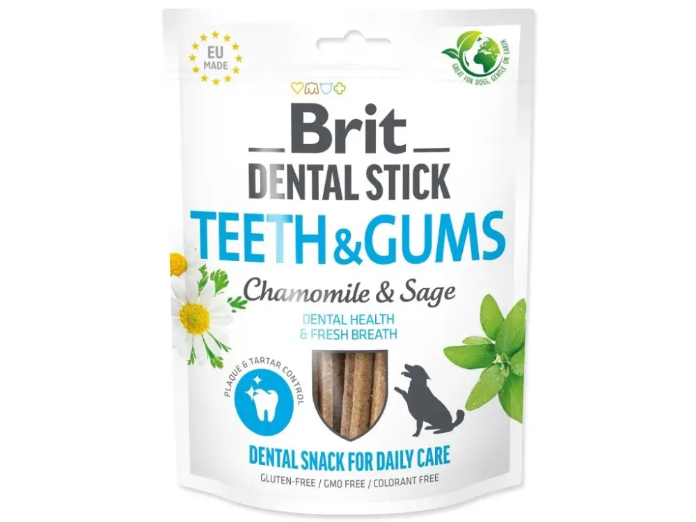 Pochoutka Brit Dental Stick Teeth & Gums s heřmánkem a šalvějí 7ks Levný