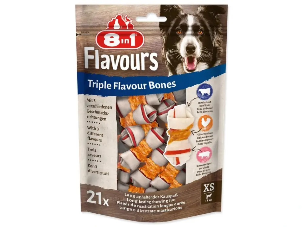 Pochoutka 8in1 Triple Flavour kost žvýkací XS 21ks Cenový Hit