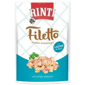 Kapsička Rinti Filetto Adult kuře a losos v želé 100g Nejlepší Cena