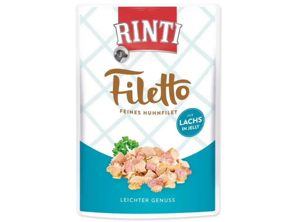 Kapsička Rinti Filetto Adult kuře a losos v želé 100g Nejlepší Cena
