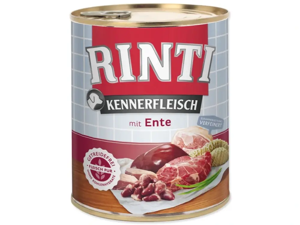 Konzerva Rinti Kennerfleisch Adult kachní srdce 800g Novinka