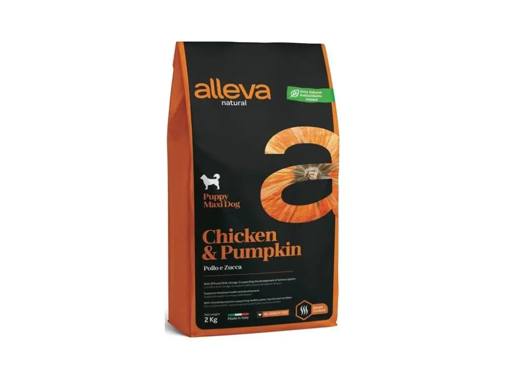 Časově Omezené ALLEVA NATURAL Dog Dry Puppy Chicken&Pumpkin Maxi 2kg
