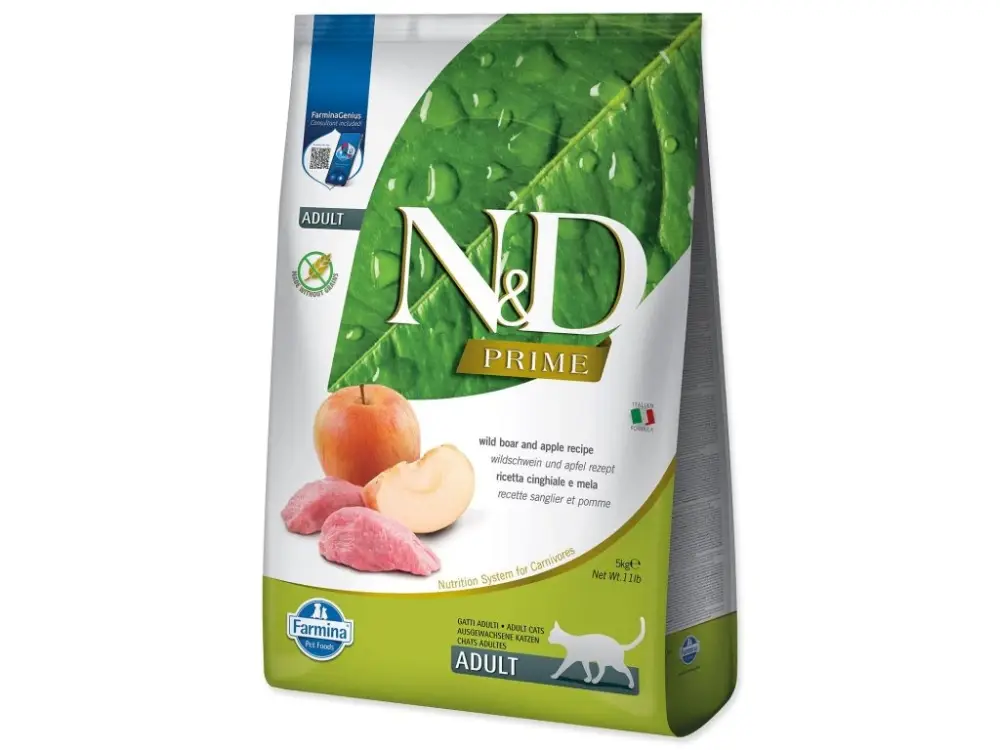 Krmivo N&D Cat Prime Wild Boar & Apple 5kg Finální Výprodej
