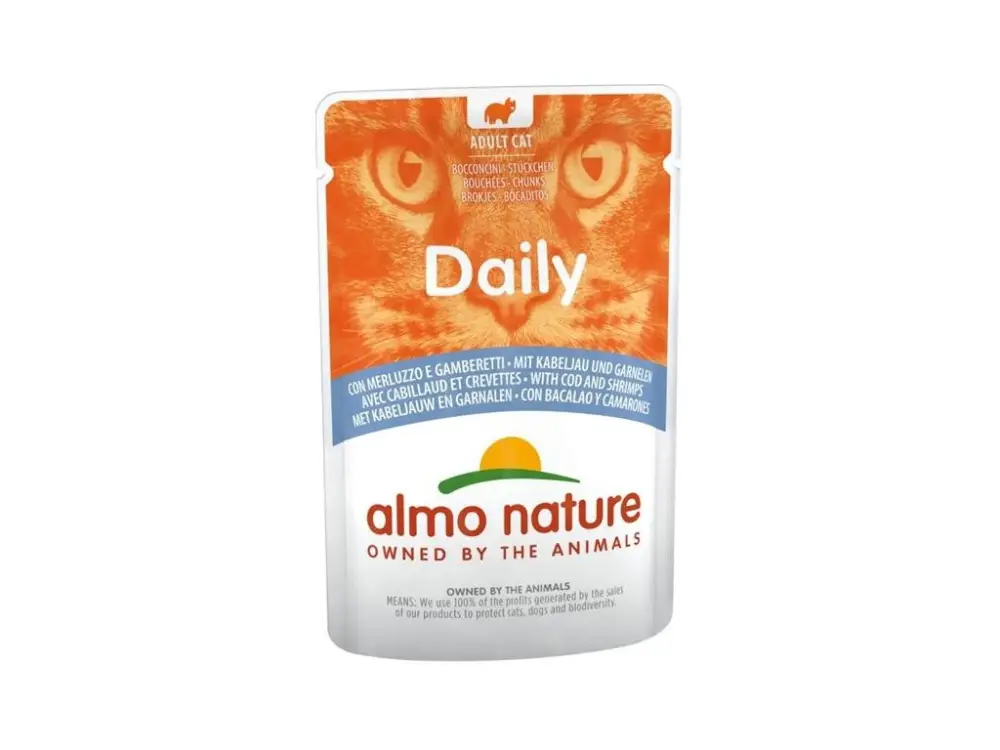 Almo Nature Daily Menu cat kaps. treska a krevety 70g Levný