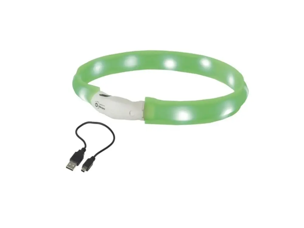 Nobby LED plochý svítící obojek pro psy zelený M 55cm Pouze Dnes