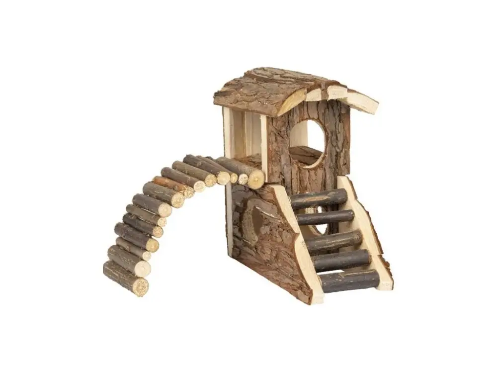 Vrácení Zdarma Domek dřevo přírodní House Marty 19x16,5x16,5cm Flamingo