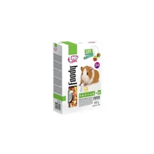 Akce LOLO Foody 2v1 zelen.a ovocné krmivo pro morčata 340g krabička