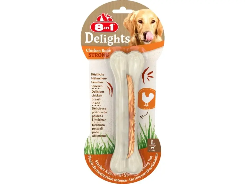 Pochoutka 8in1 Delights Chicken Bones Strong L/1ks Autentický