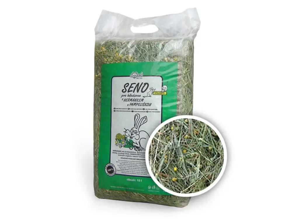 Vrácení Zdarma Seno s heřmánkem a pampeliškou LIMARA 15l/500g