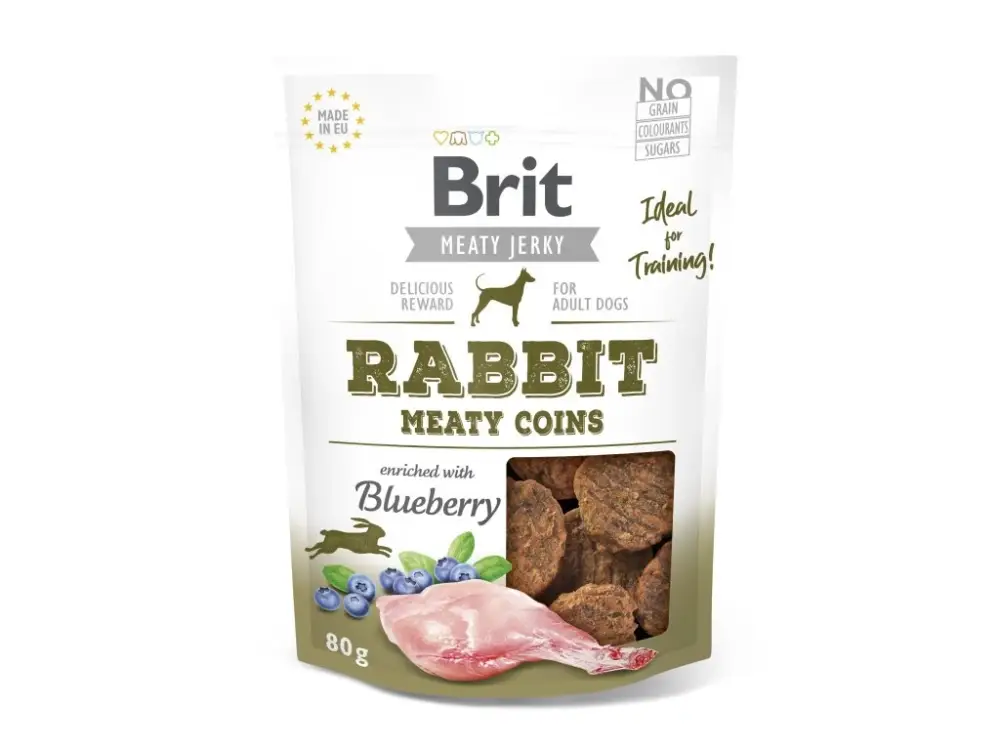 Levný Brit Jerky Rabbit Meaty Coins 80g