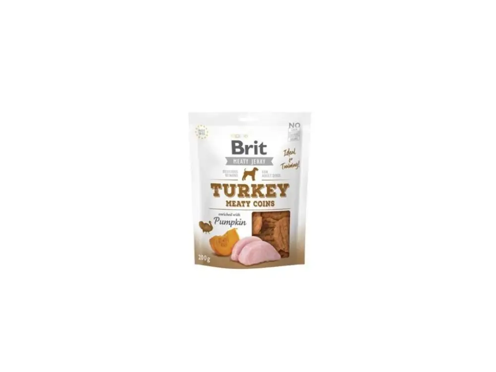 Omezená Nabídka Brit Jerky Turkey Meaty Coins 200g